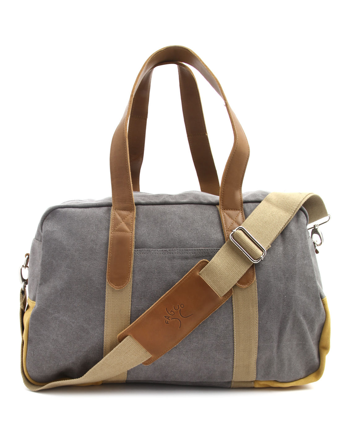Faguo Grey Leather And Canvas Weekend Bag in Gray for Men (grey) | Lyst