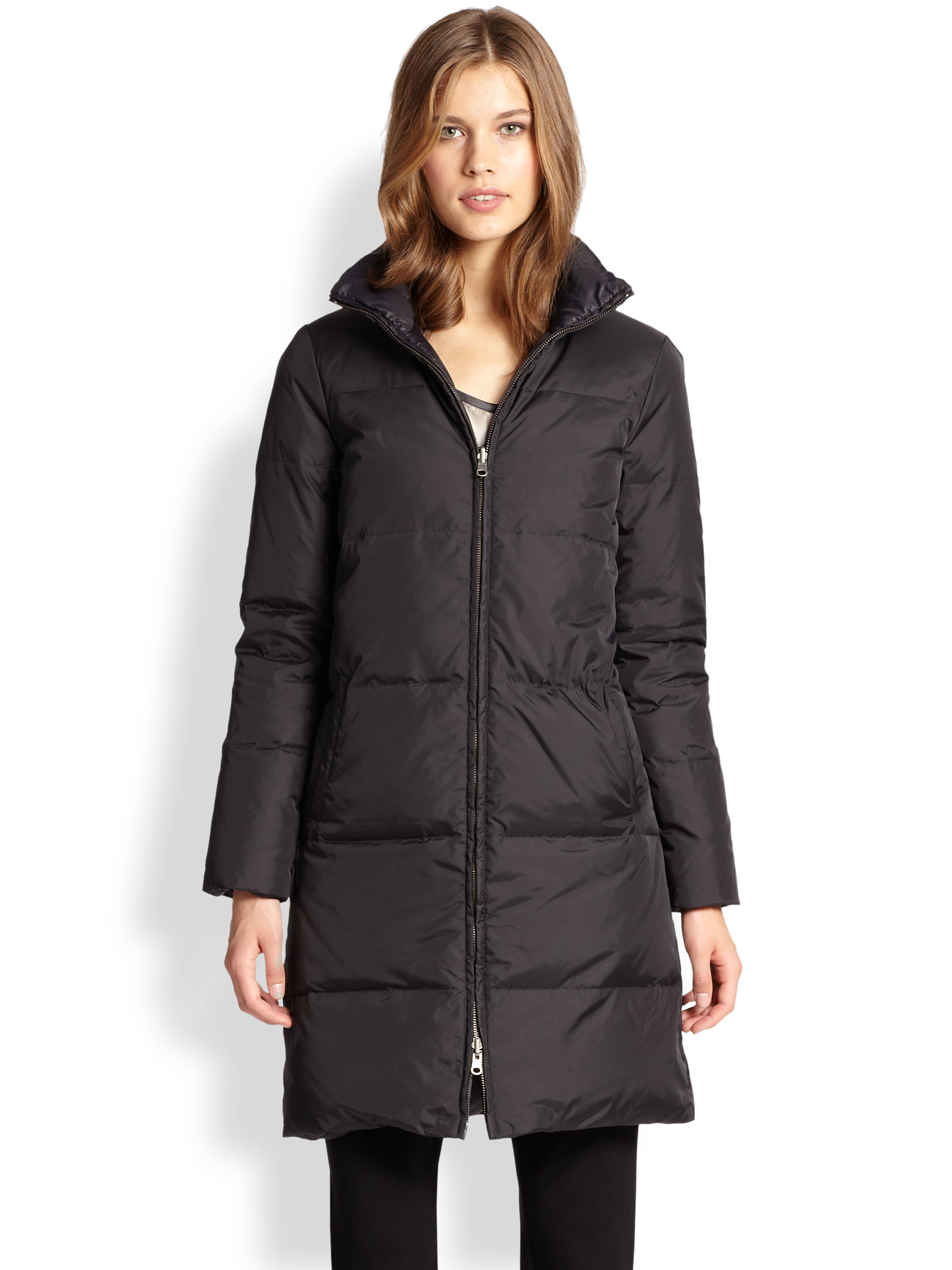 Eileen fisher Reversible Quilted Down Coat in Black | Lyst
