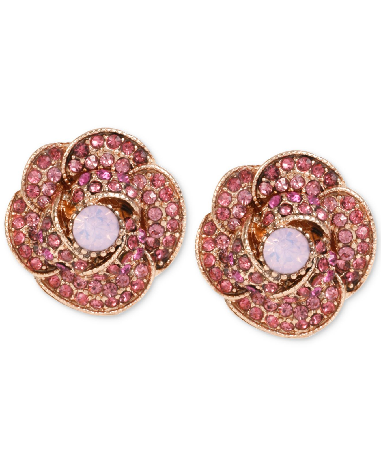 Lyst Betsey Johnson Rose Gold Tone Pink Stone Pavé Crystal Gallery