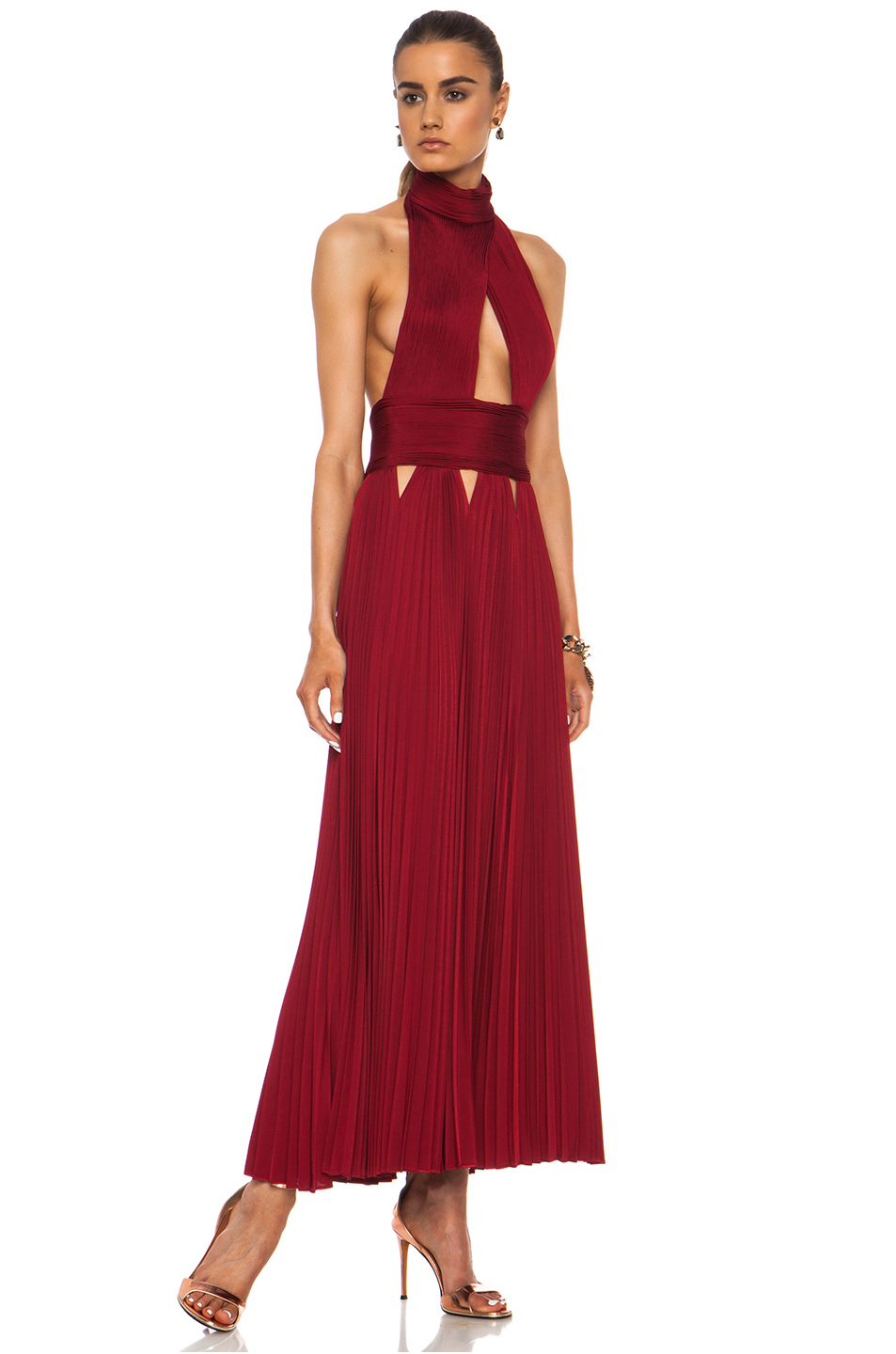 Lyst Givenchy Pleated Cut Out Cross Front Viscoseblend Dress In Red Gallery