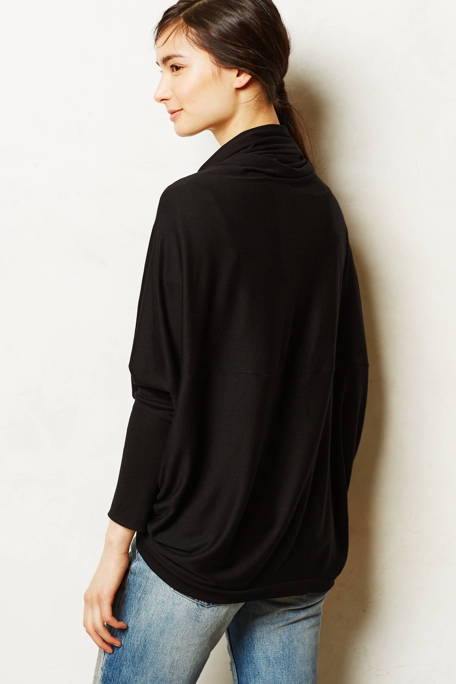 Bordeaux Ribbed Cocoon Cardigan in Black Lyst