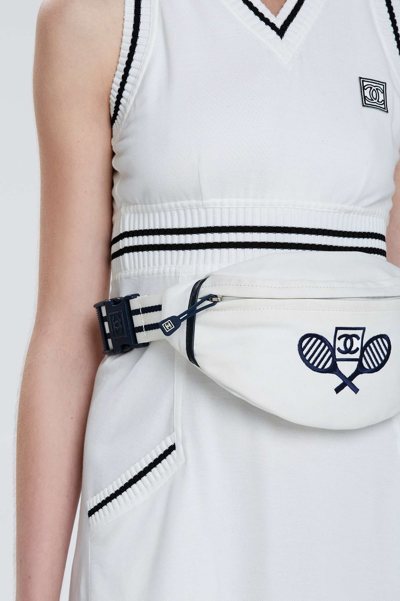 chanel white fanny pack