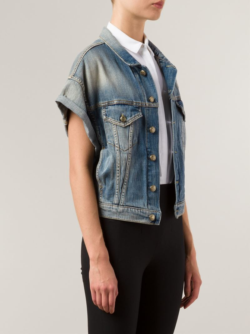 R13 Short Sleeve Denim Jacket in Blue Lyst