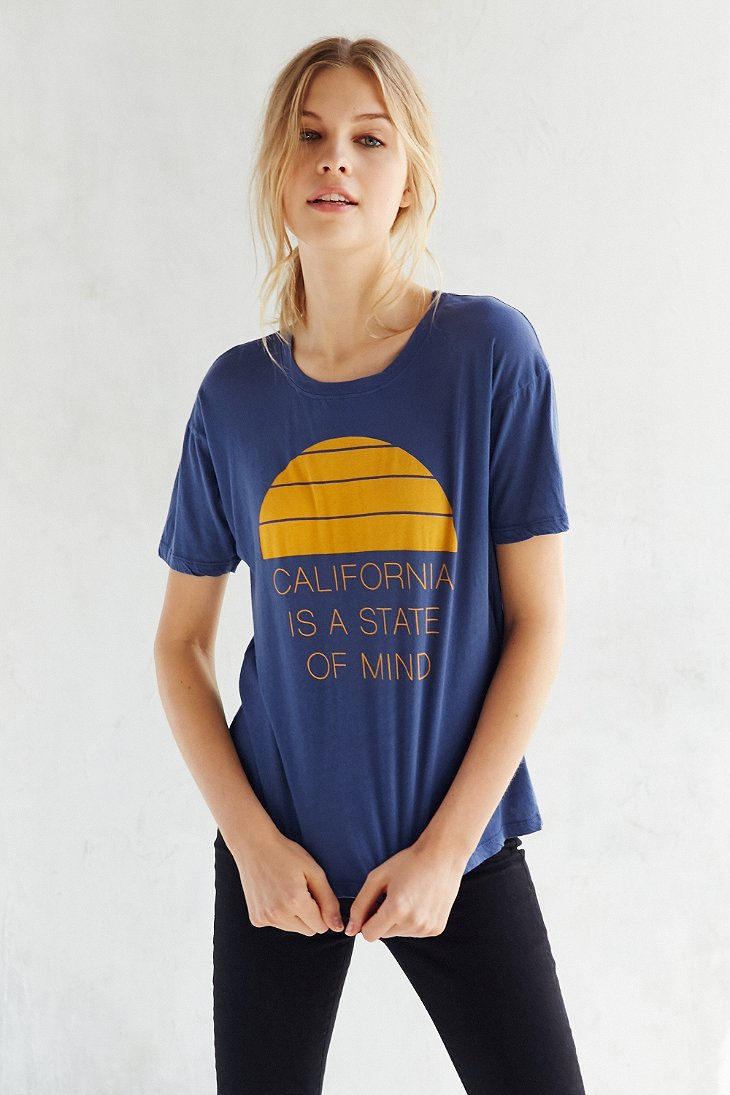 Truly Madly Deeply Cotton California State Of Mind Tee in Navy (Blue) | Lyst