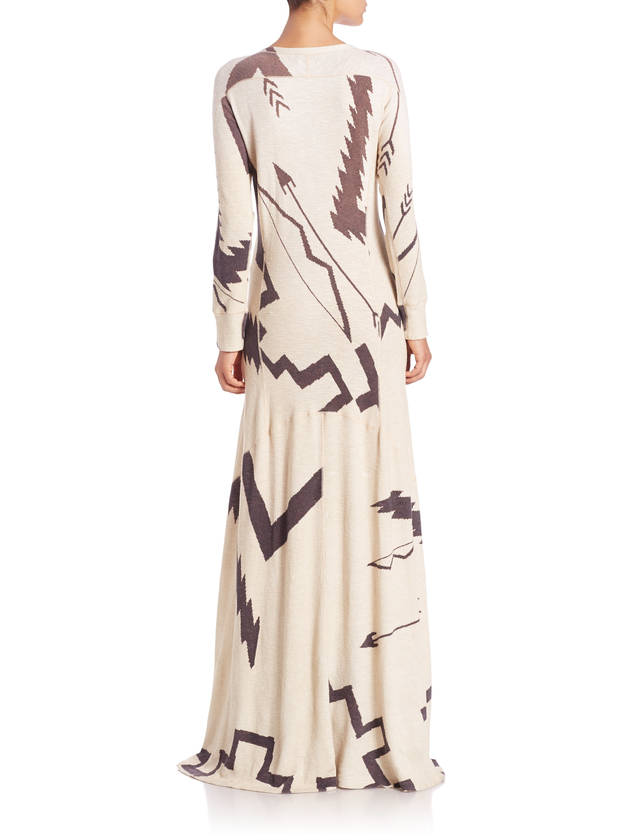 Polo Ralph Lauren Printed Henley Maxi Dress in Natural | Lyst