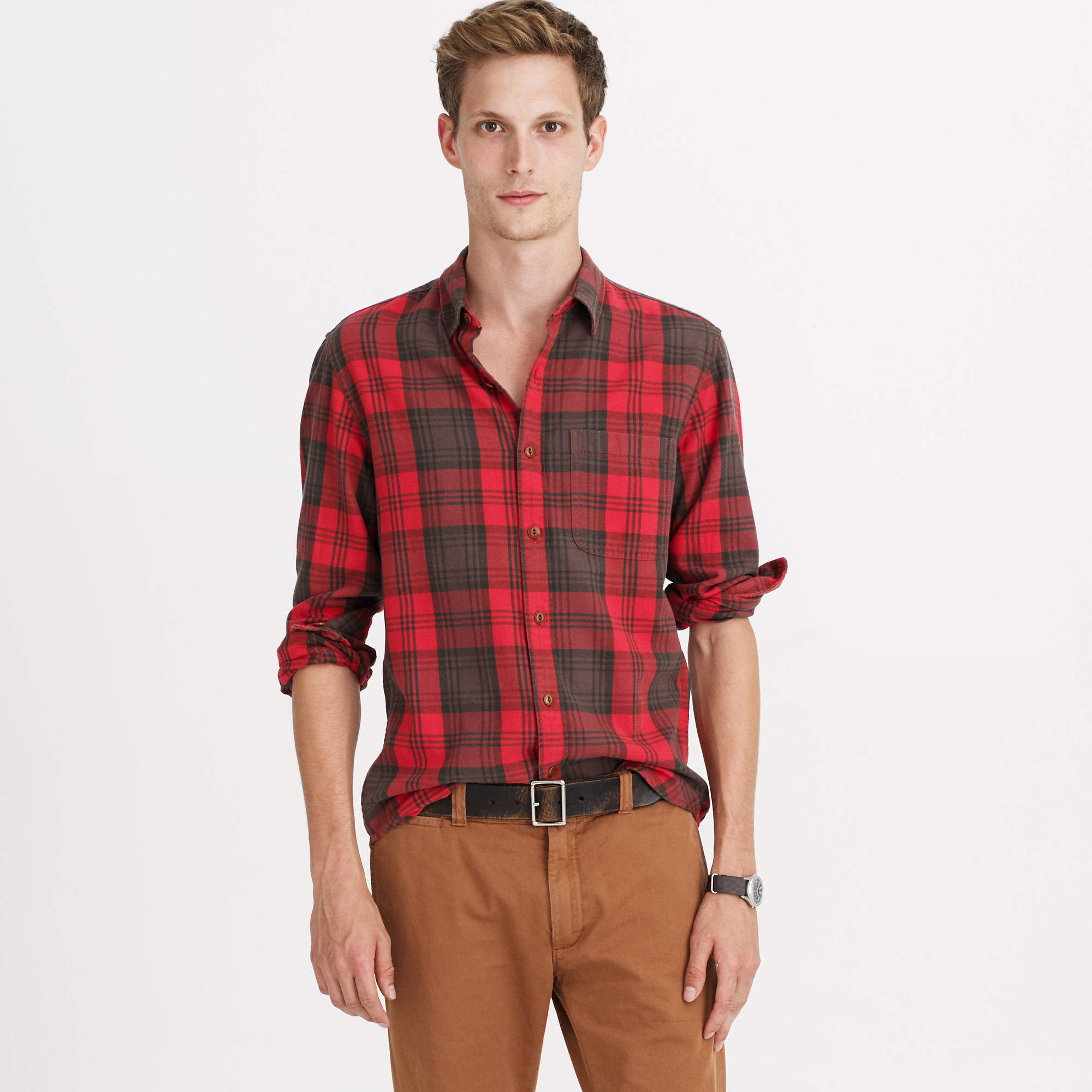brown and red flannel