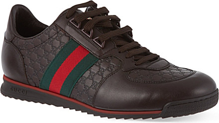 Gucci Monogram Print Trainer in Brown for Men