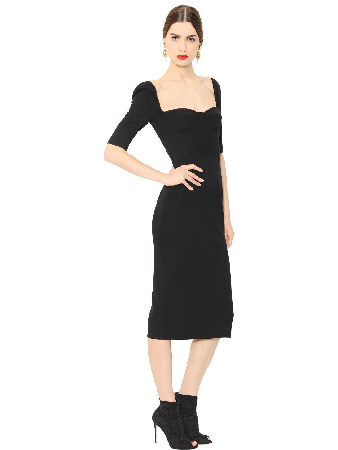 Dolce & Gabbana Stretch Wool Crepe Bustier Dress in Black ...