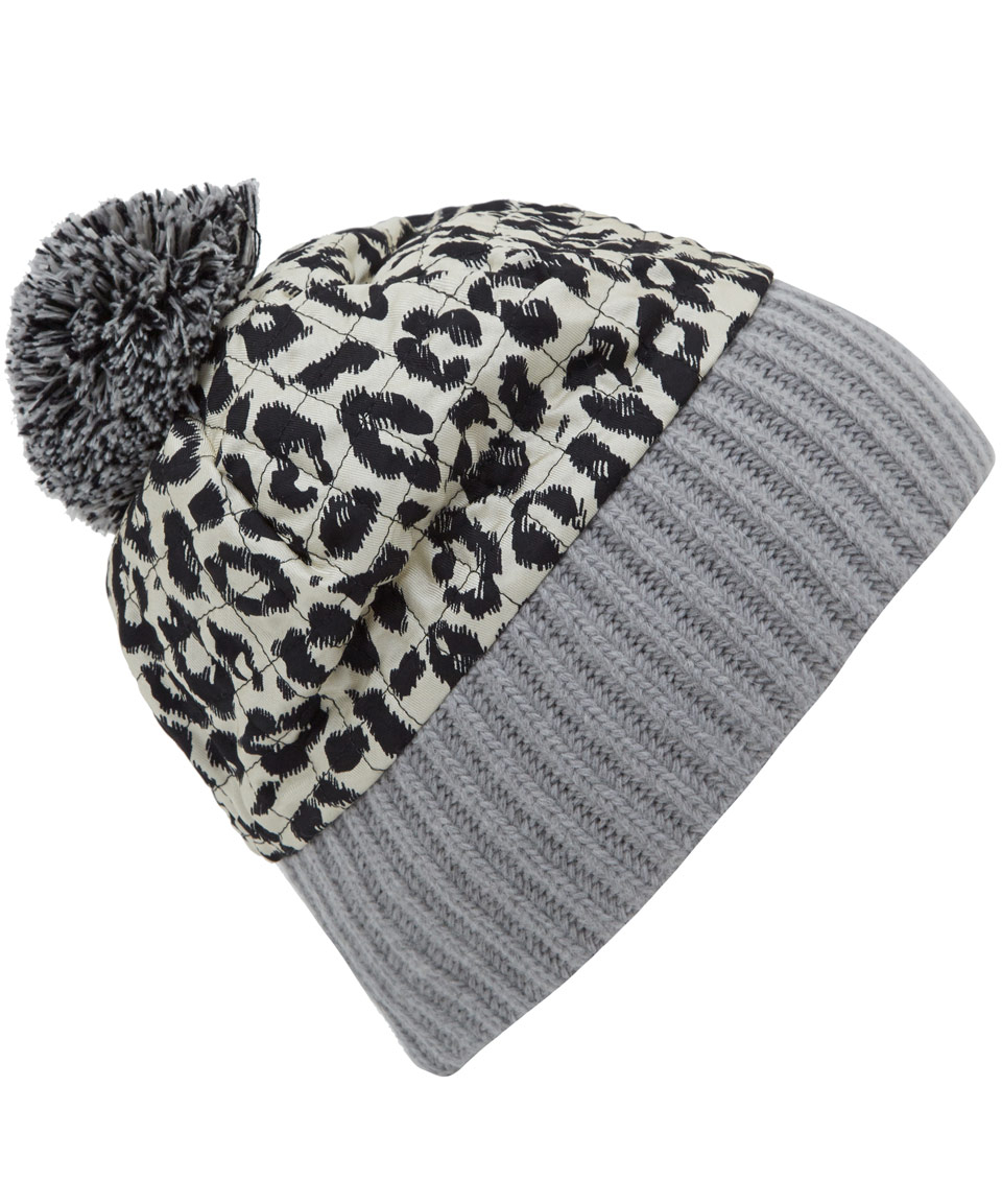 leopard print bobble hat