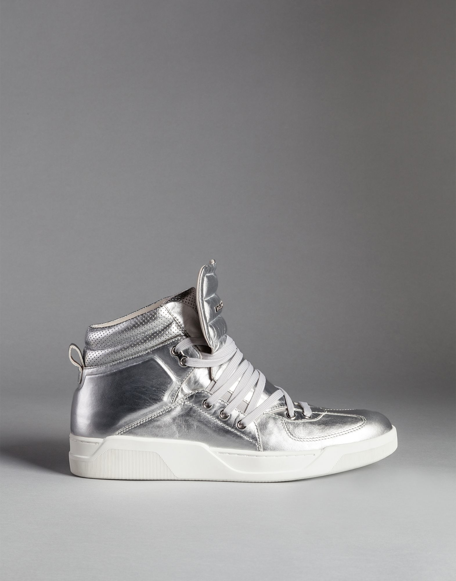 silver high top sneakers
