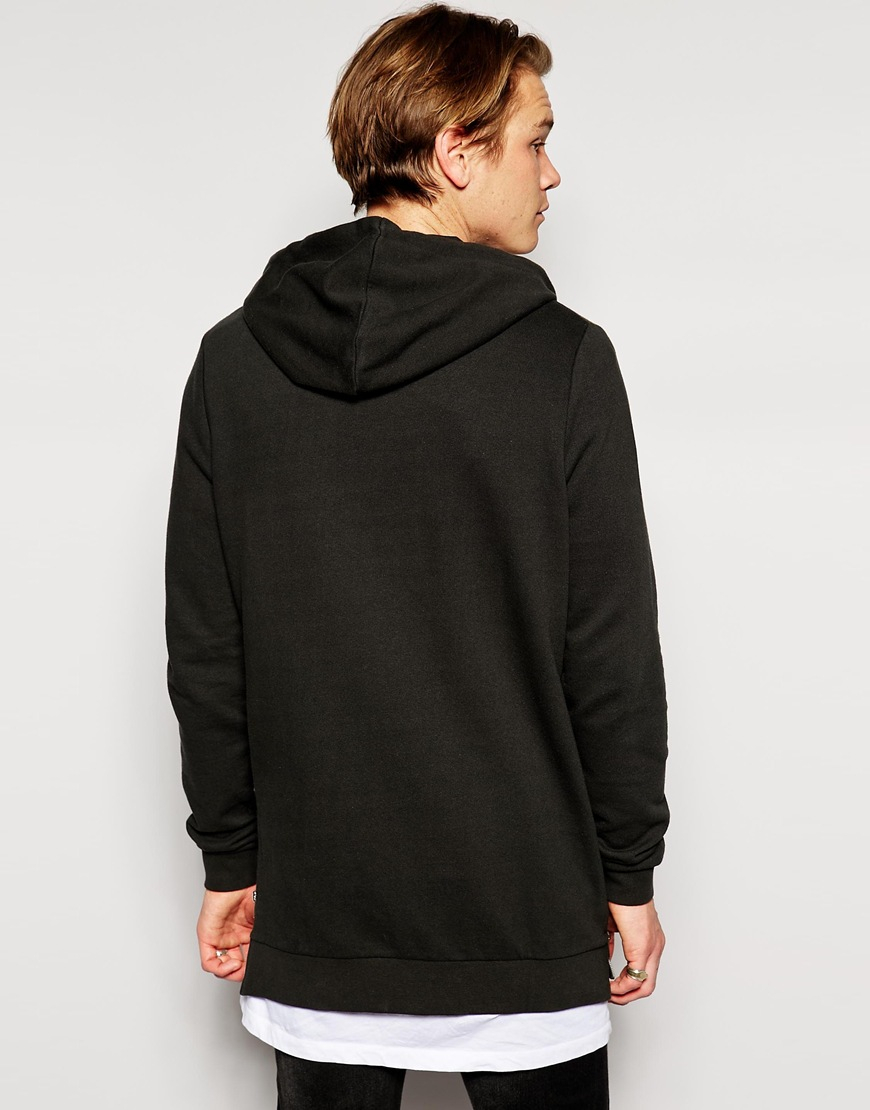 ASOS Longline Zip Up Hoodie With Side Zips in Black for Men - Lyst