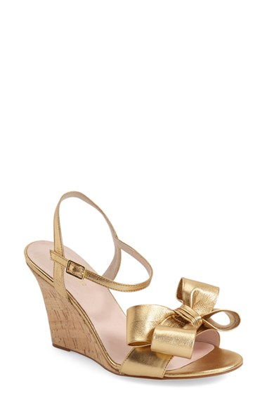 kate spade gold wedges