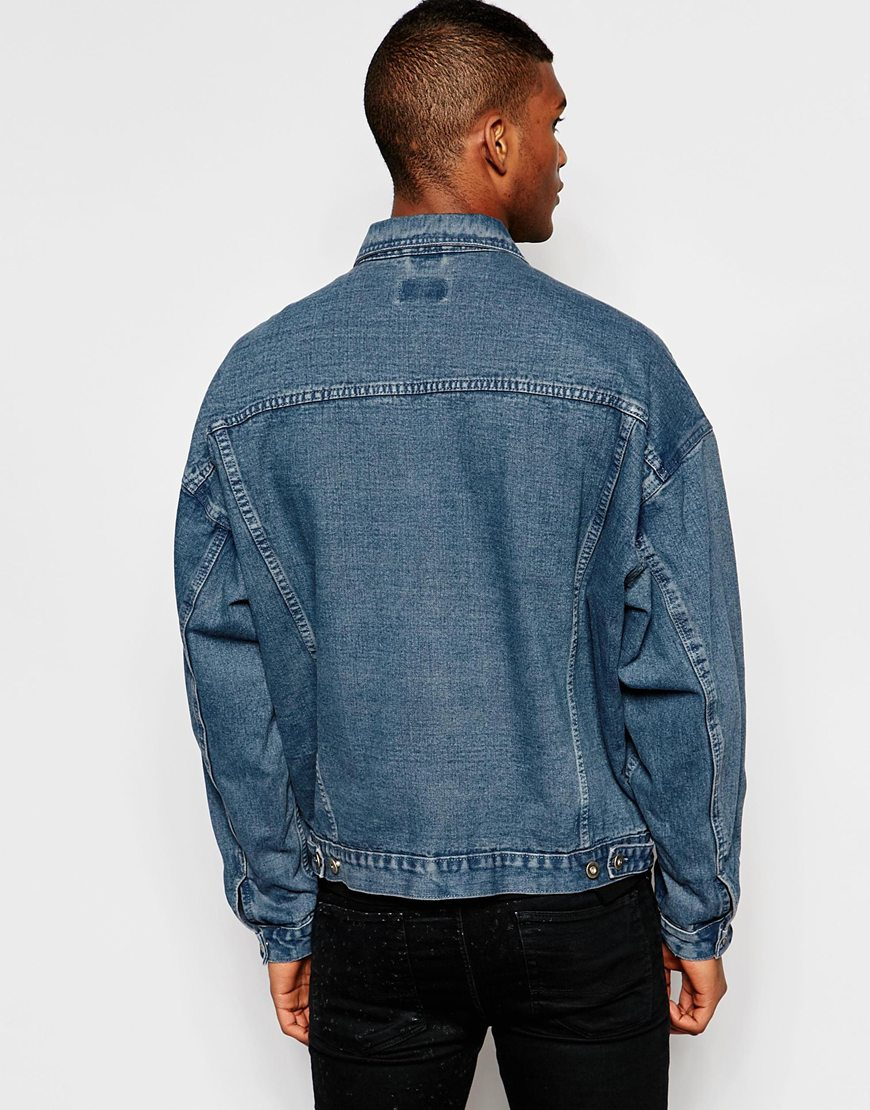 ASOS Oversized Denim Jacket In Dark Blue Wash for Men - Lyst