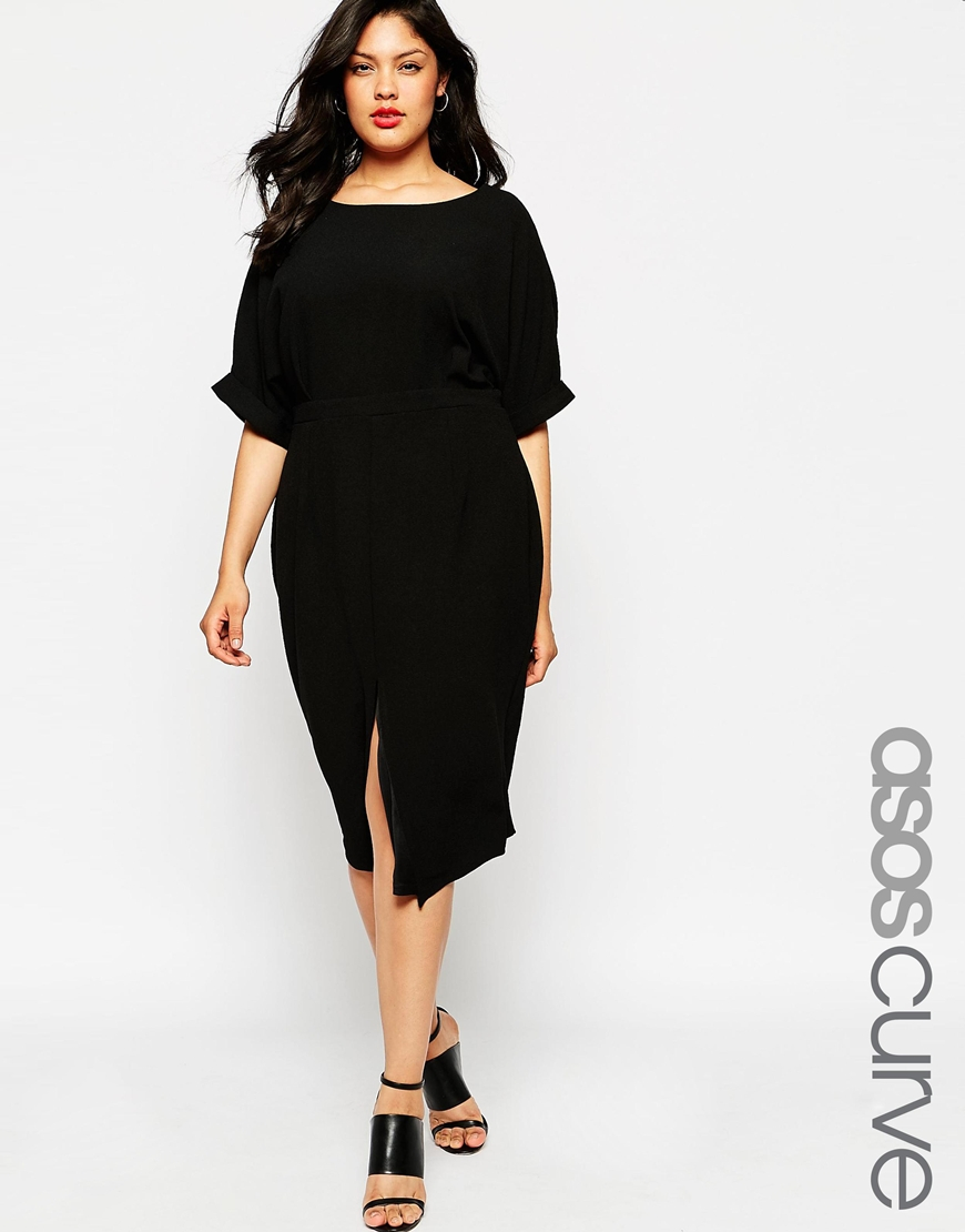 Asos Plain Wiggle Cut Out Back Dress - Black in Black | Lyst