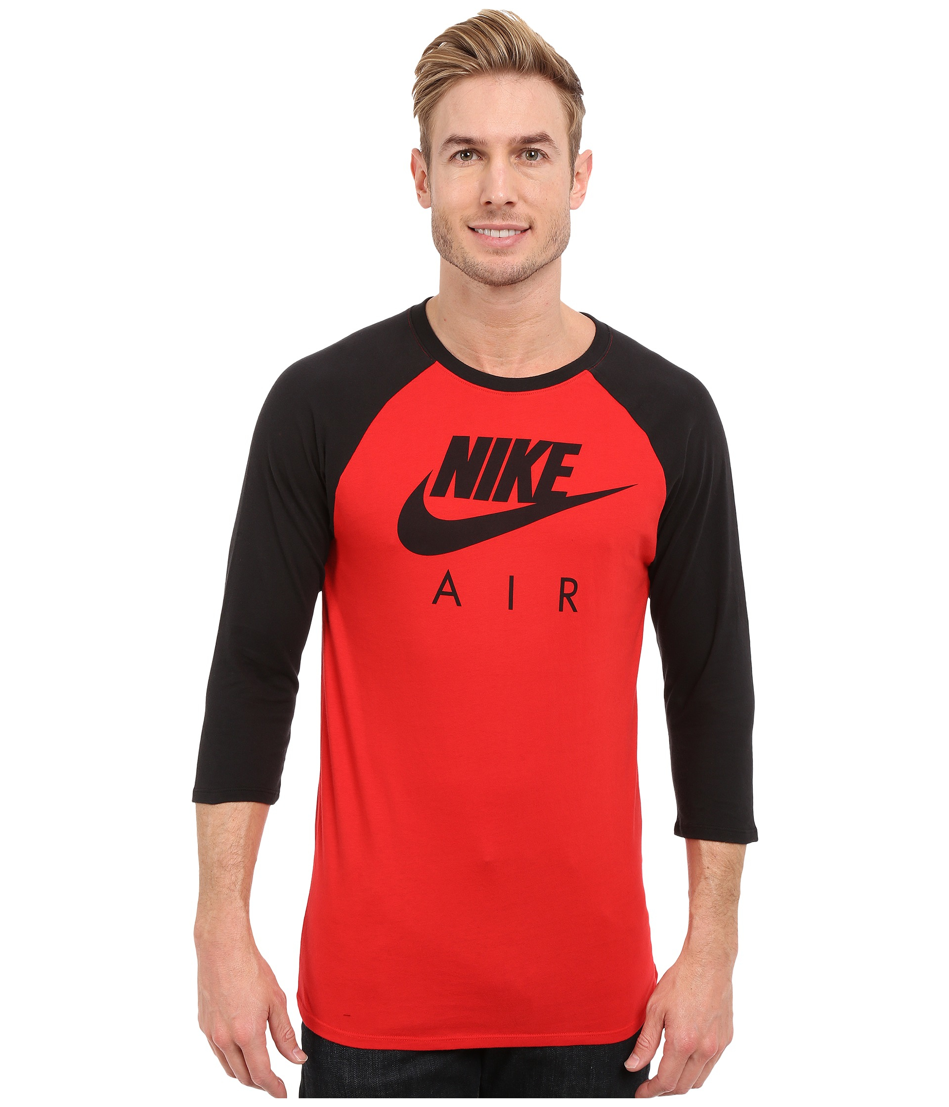 Nike Cotton Air 3/4 Raglan Tee in Red 