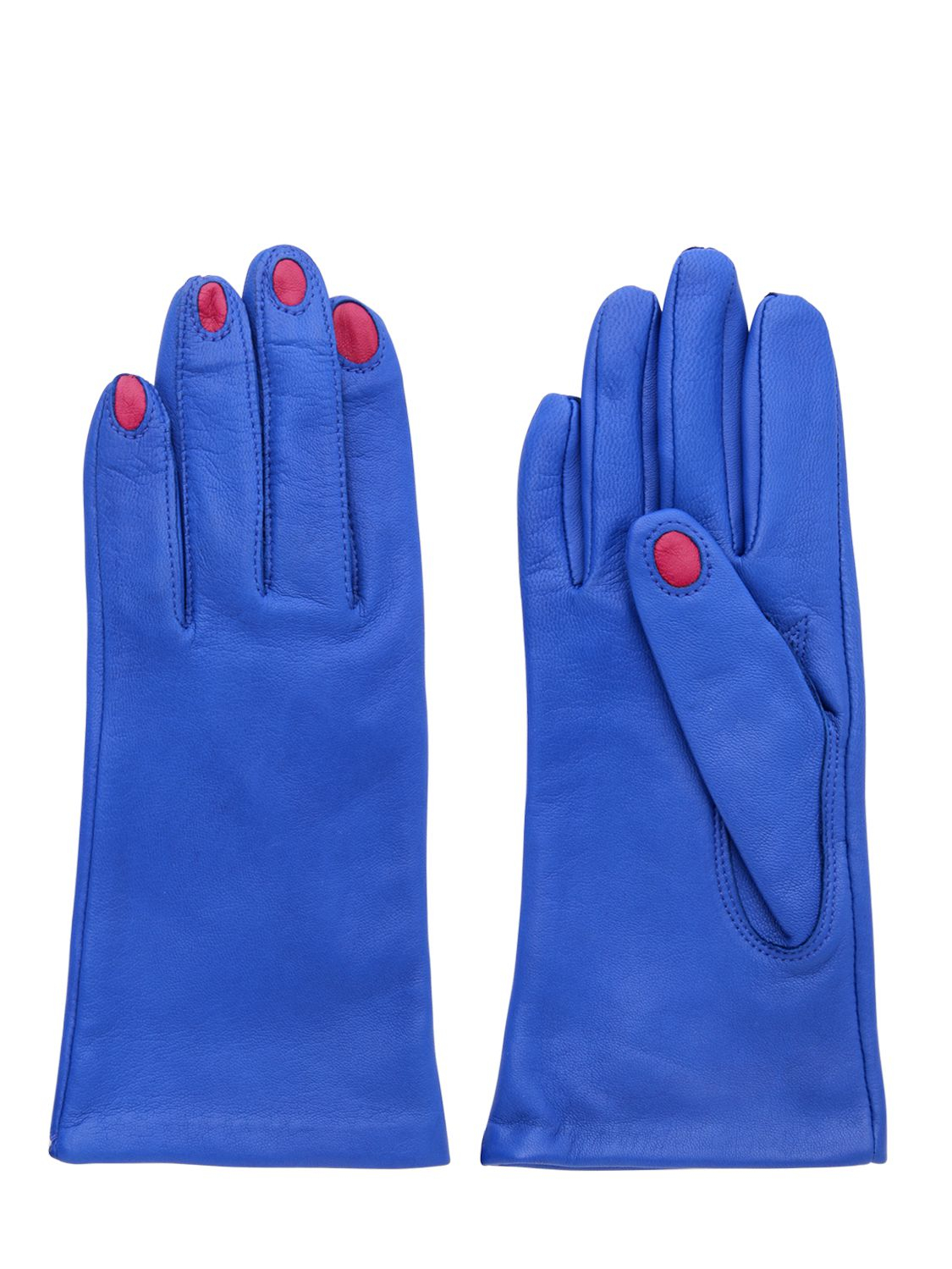Aristide Red Nails Nappa Leather Gloves in Blue | Lyst