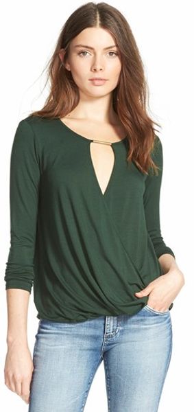 Ella Moss 'Bella' Long Sleeve Top in Green (HUNTER) | Lyst