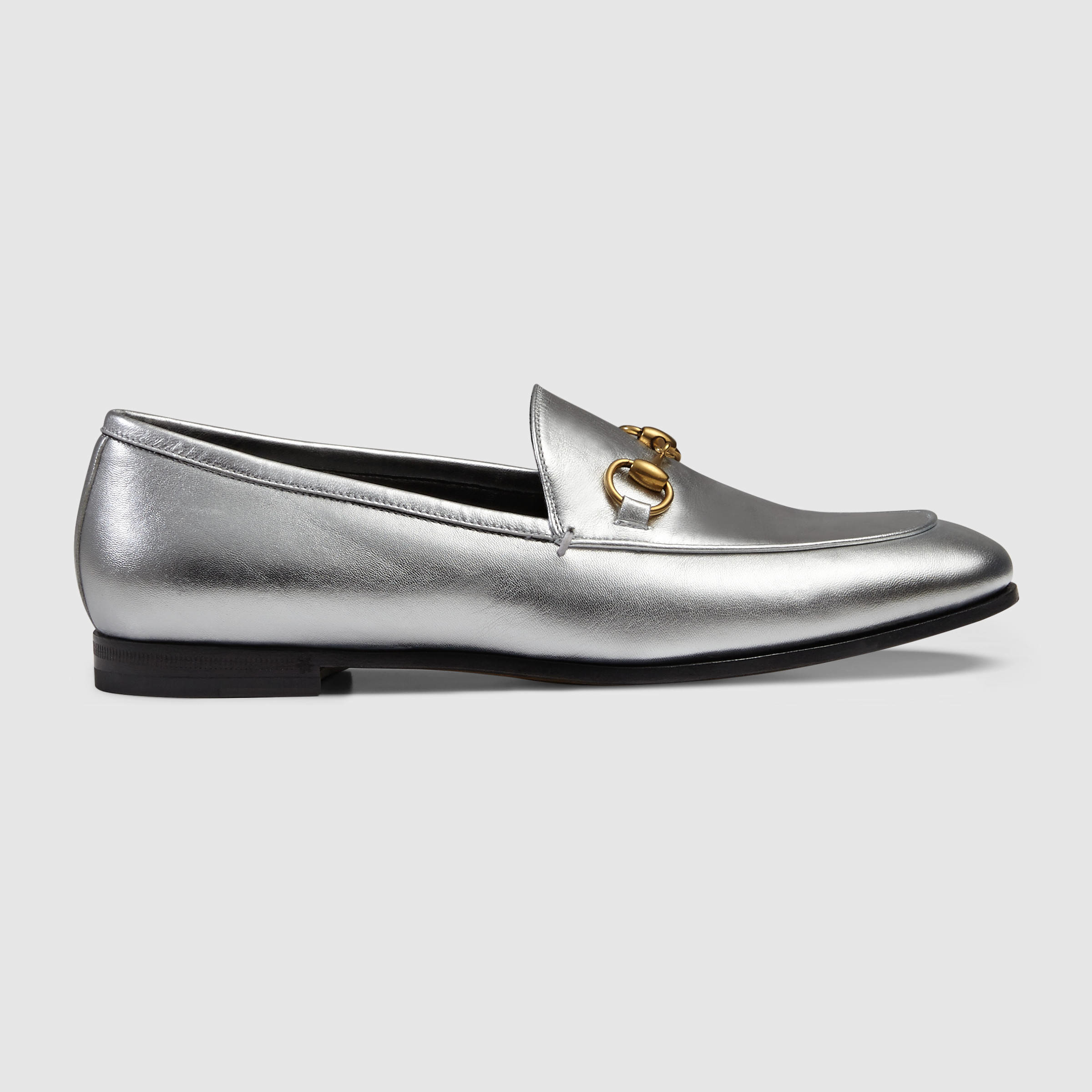 Gucci Jordaan Metallic Loafer in Silver (silver leather) Lyst