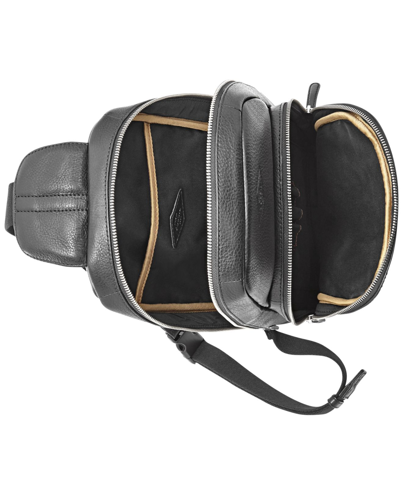 fossil black leather backpack