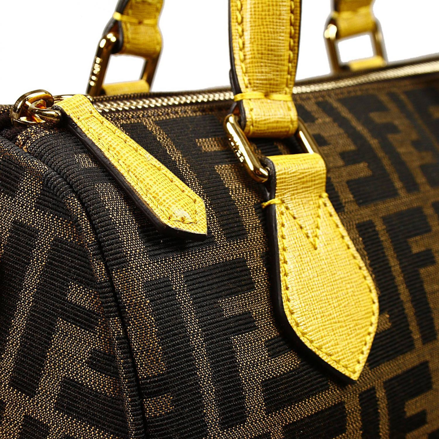 Fendi Handbag Bag Zucca Duffle Contrast in Yellow | Lyst