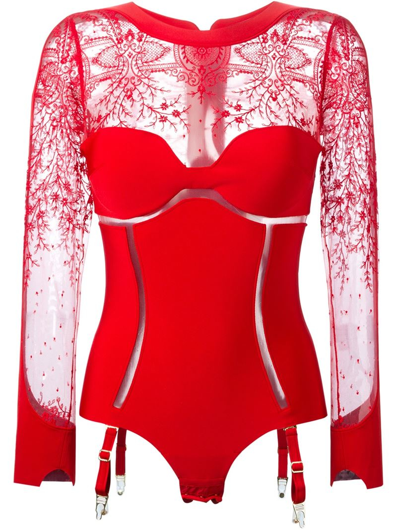 La Perla Cotton 'neoprene Desire' Body in Red | Lyst