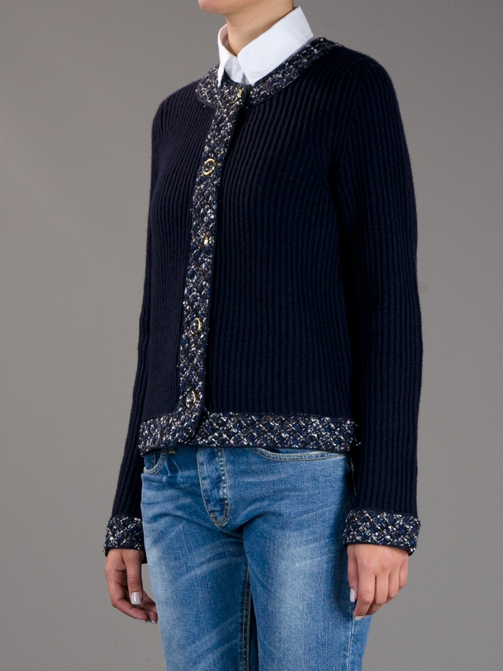 tory burch tweed trim cardigan