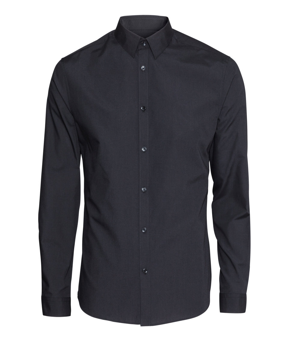 H&m Easy-iron Shirt in Black for Men | Lyst