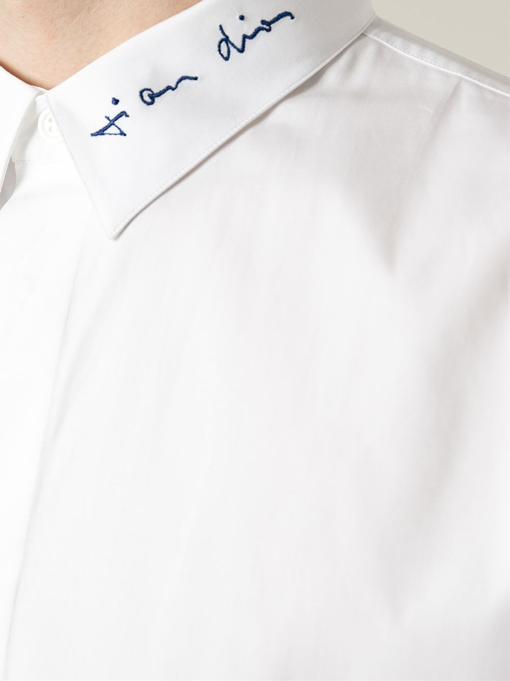 Weaken Reassure Instruct Dior Homme Embroidered Collar Shirt in White for Men | Lyst
