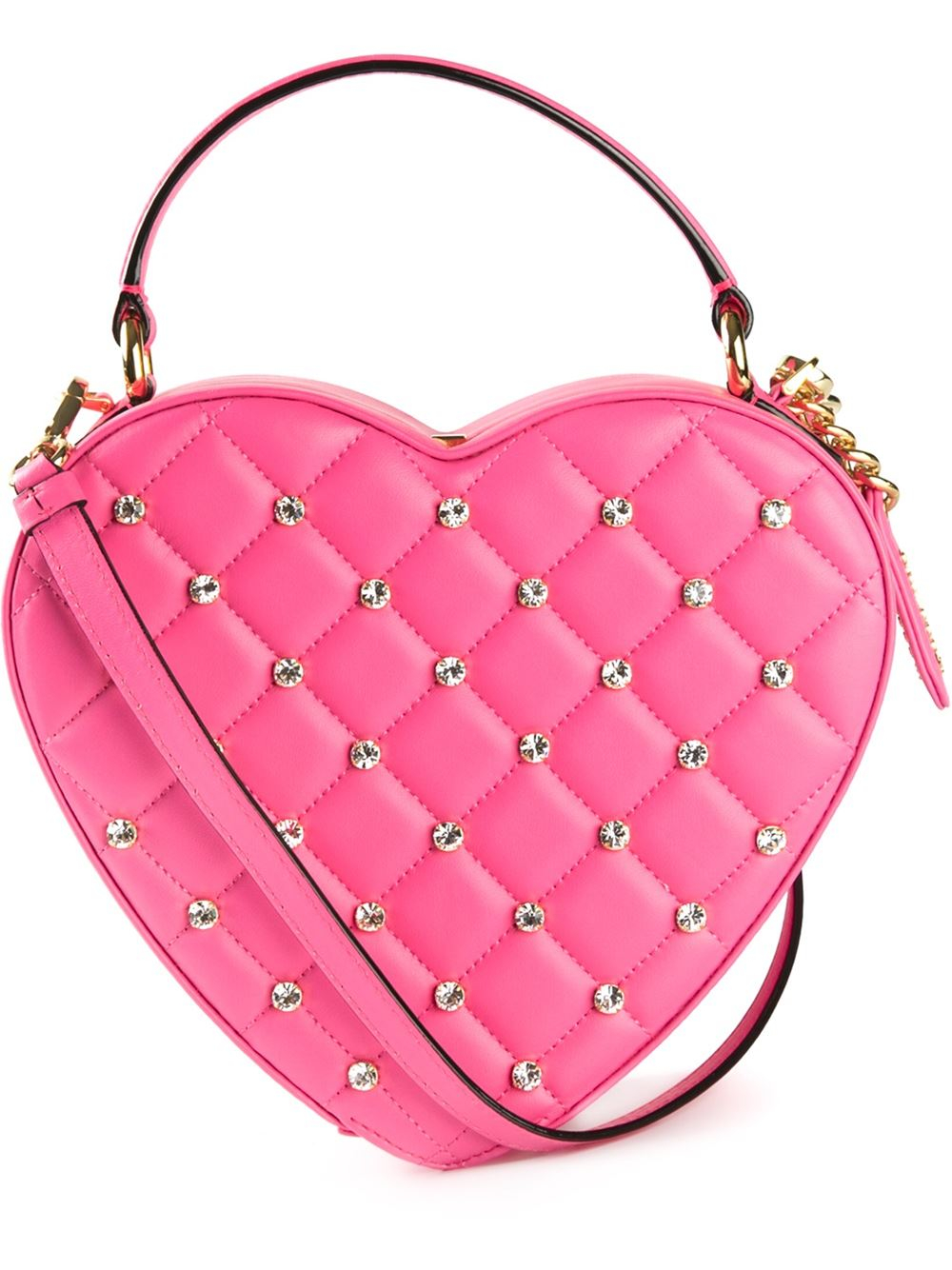 Moschino Swarovski Crystal Embellished Heart Shoulder Bag in Pink (pink ...