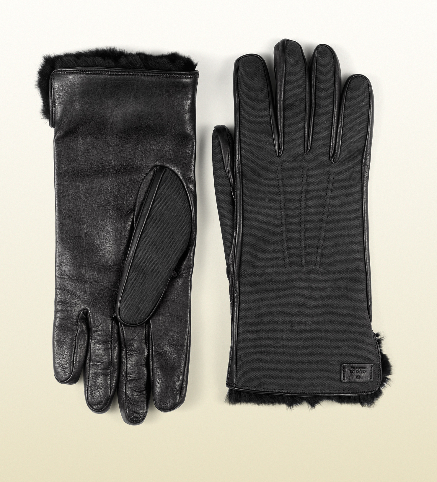 Lyst Gucci Men's Fur Lined Cotton Gloves in Black for Men