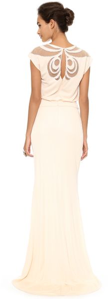 Badgley Mischka Collection Keyhole Gown - Blush in Beige (Blush) | Lyst