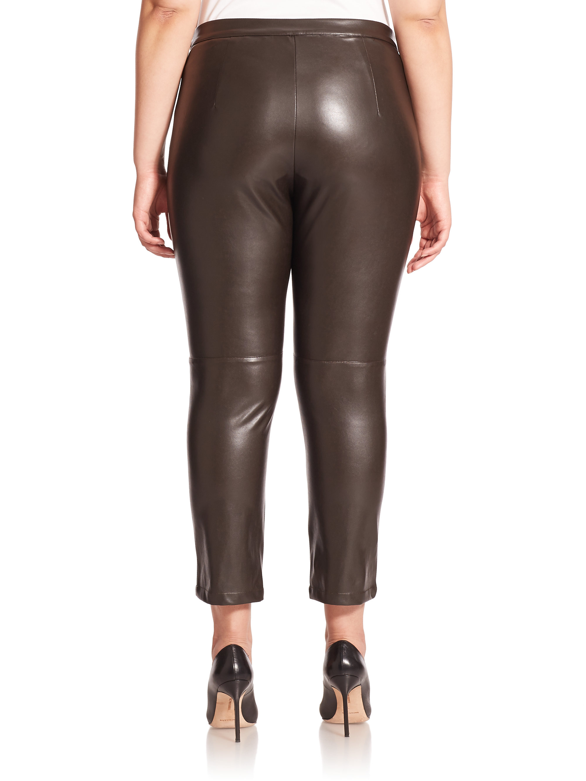 MARINA RINALDI Women/'s Reims Faux Leather Pants $700 NWT