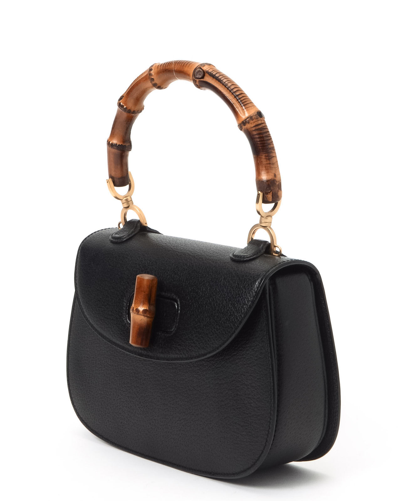 Gucci Bamboo Handle Handbag in Black | Lyst