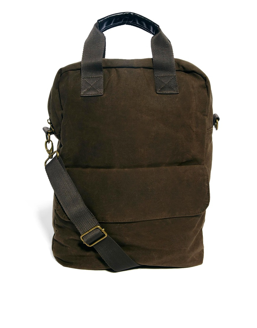 ASOS Messenger Bag in Waxed Canvas in Khaki (Natural) for Men - Lyst
