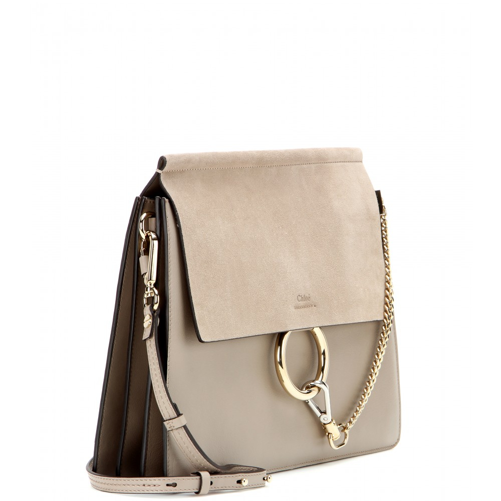 chloe faye medium leather & suede shoulder bag