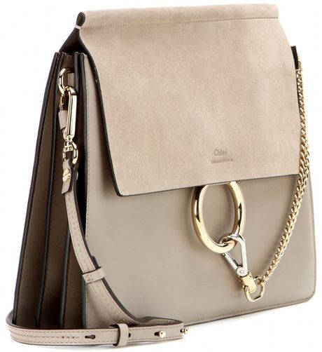 ChloÃ© Faye Leather and Suede Shoulder Bag in Gray (grey) | Lyst