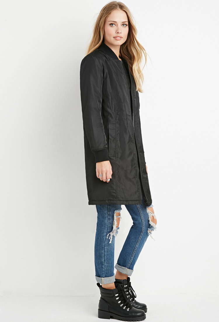 longline bomber jacket ladies