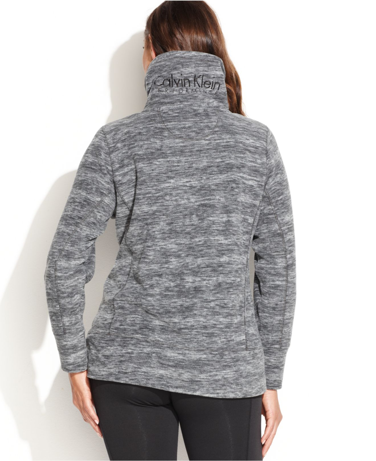 Calvin Klein Performance Plus Size Patterned Fleece Jacket in Black