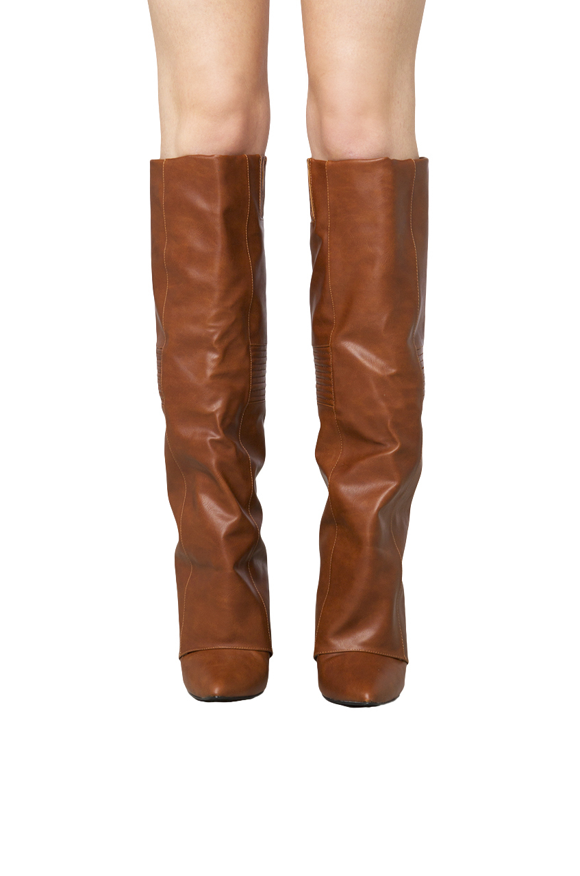 cognac wedge boots