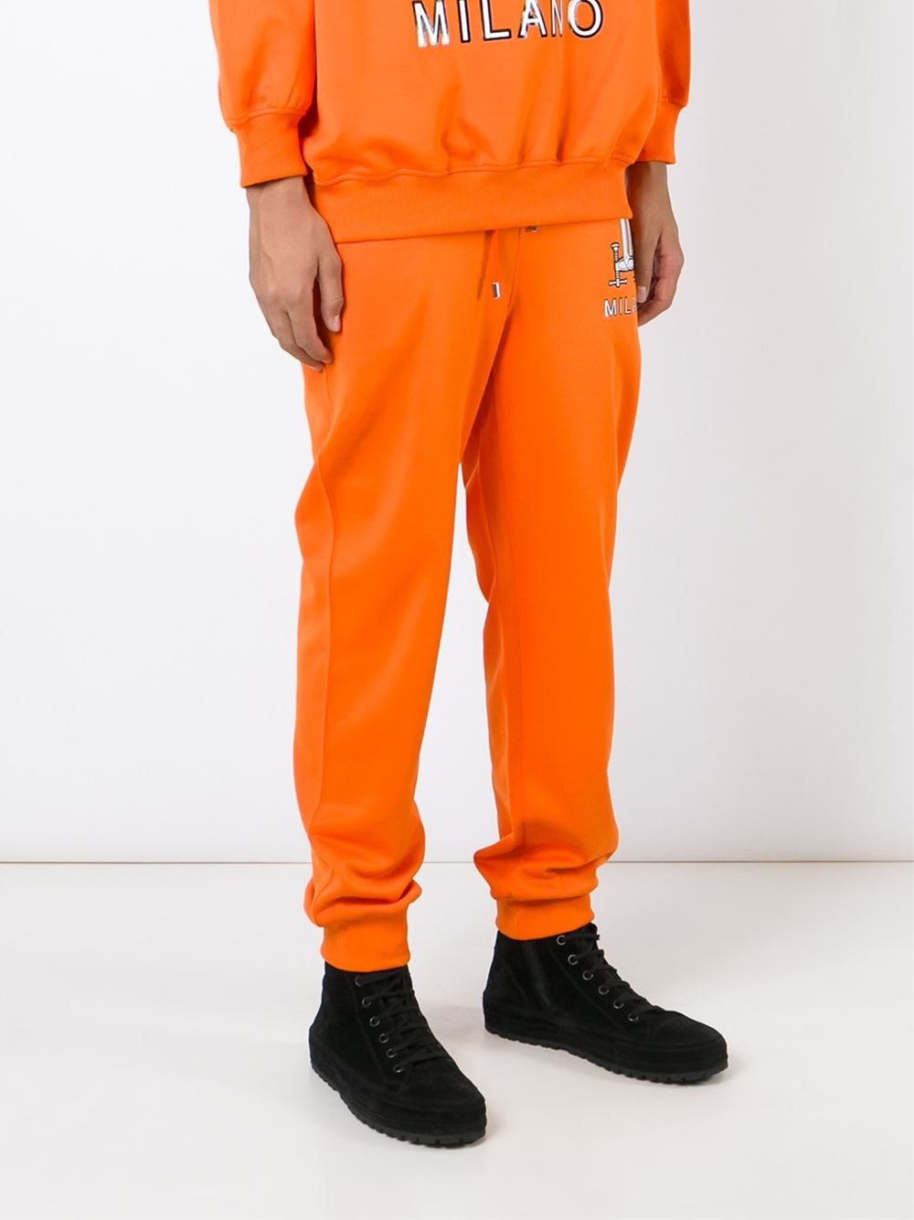 Lyst - Moschino Interlocking C-clamp Sweatpants in Orange for Men