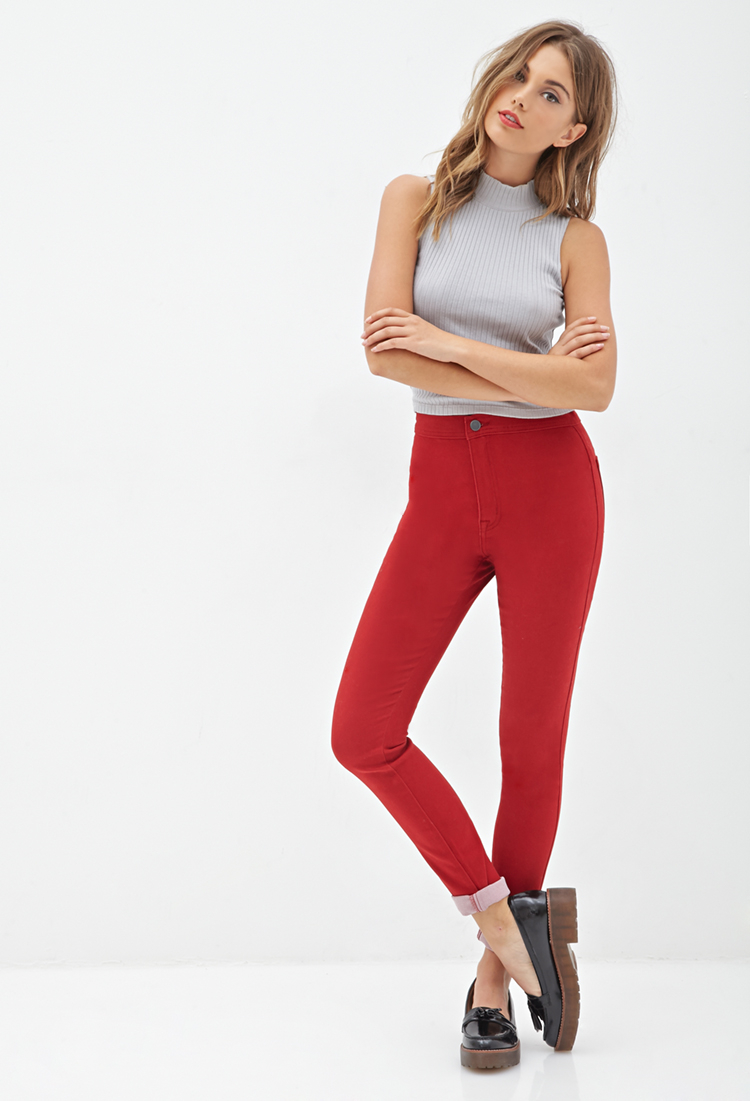 red skinny jeans forever 21