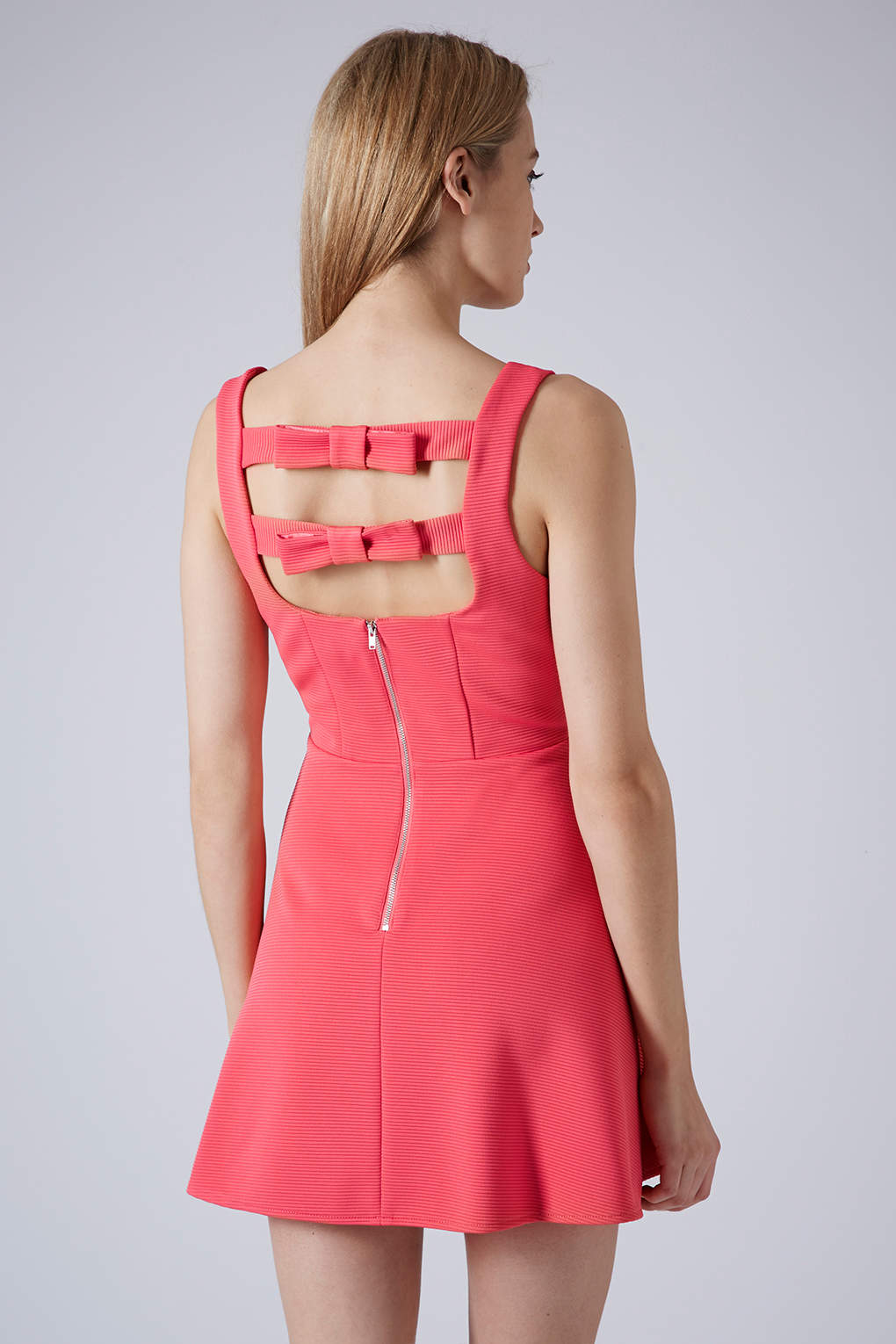 TOPSHOP Bow Back Skater Dress in Pink - Lyst