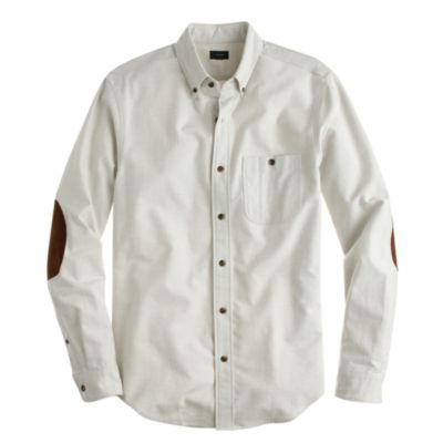 J.Crew Heathered Chamois Elbow-patch Shirt in White for Men | Lyst