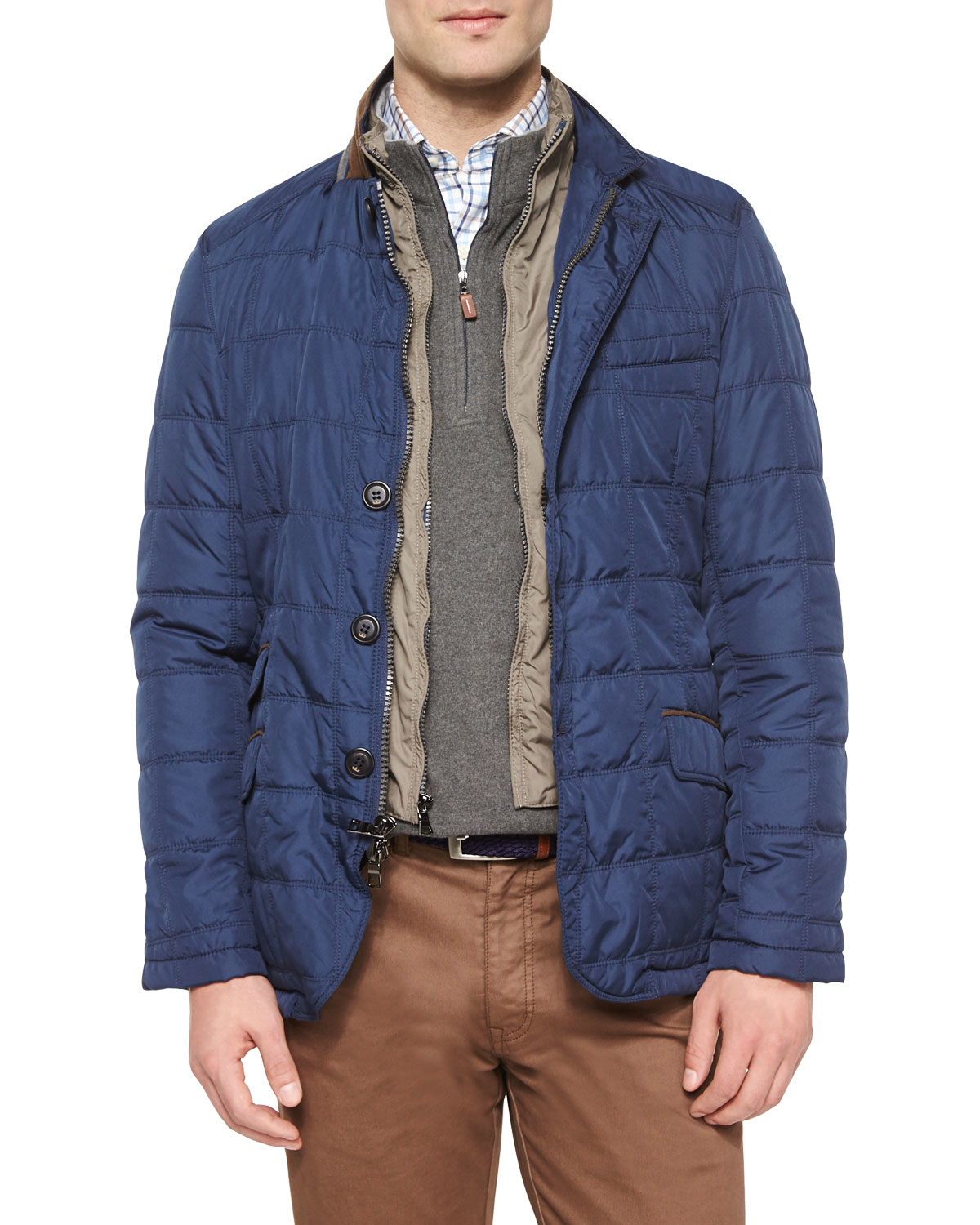 Peter Millar Synthetic Turin Quilted Car Coat in Navy (Blue) for Men Lyst