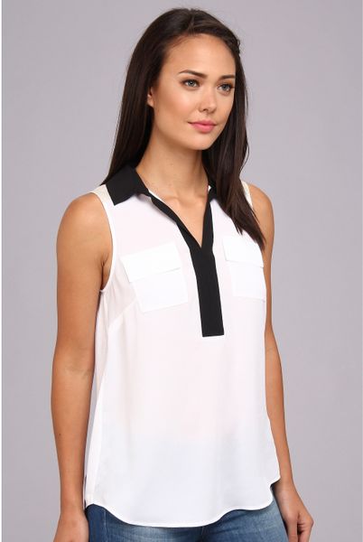 Kensie Soft Crepe Top in White (White Combo) | Lyst