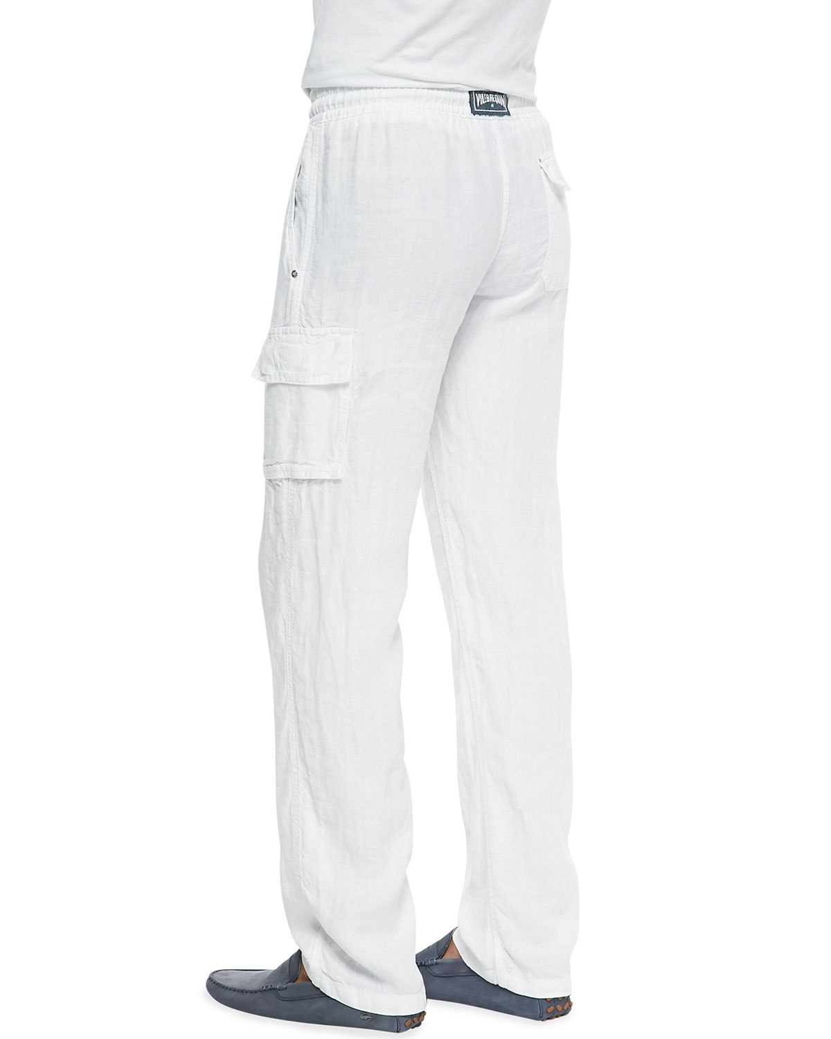 white linen cargo pants