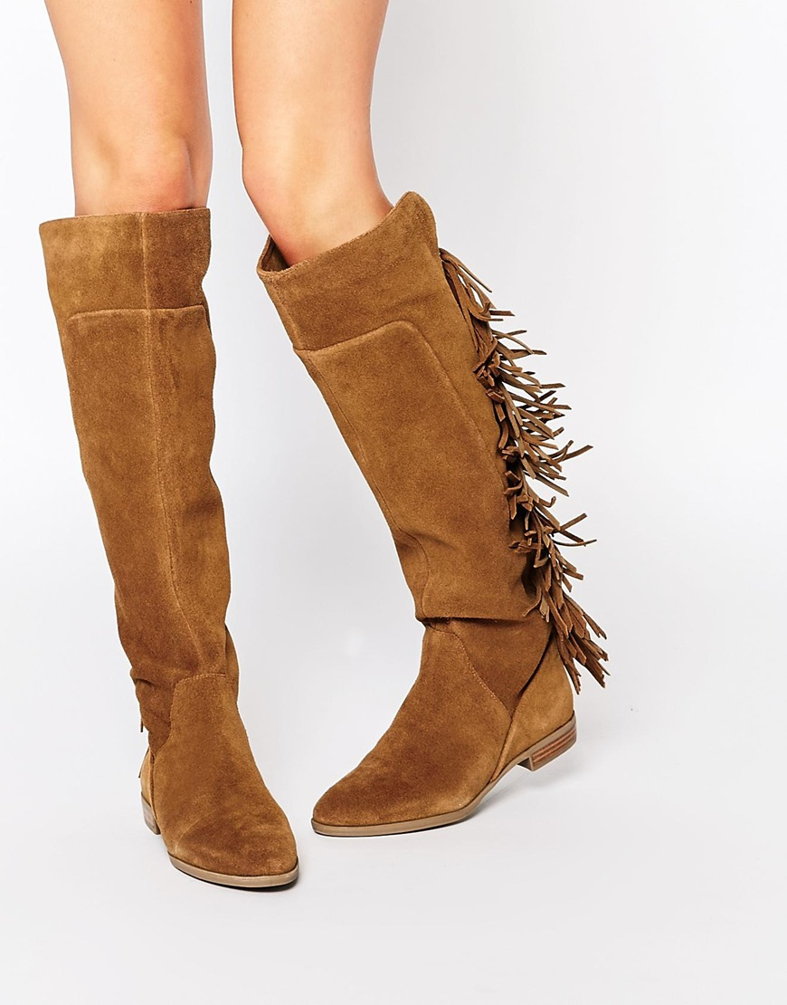 fringe knee boots