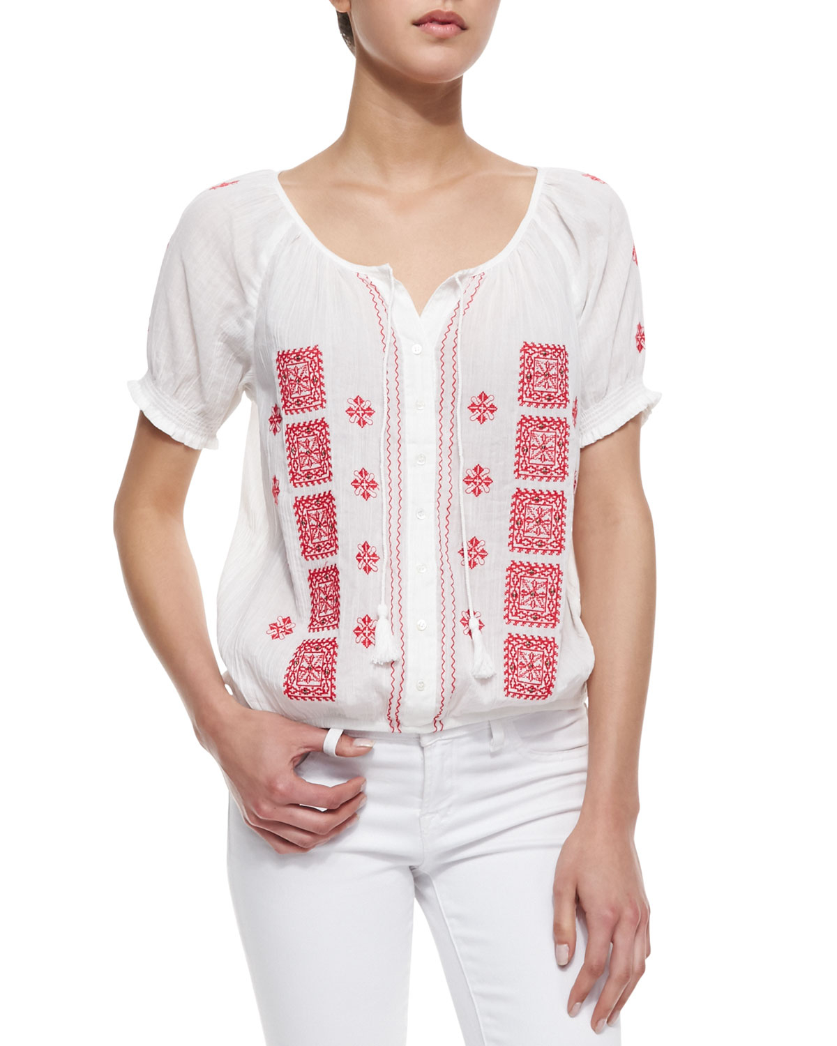 joie embroidered top