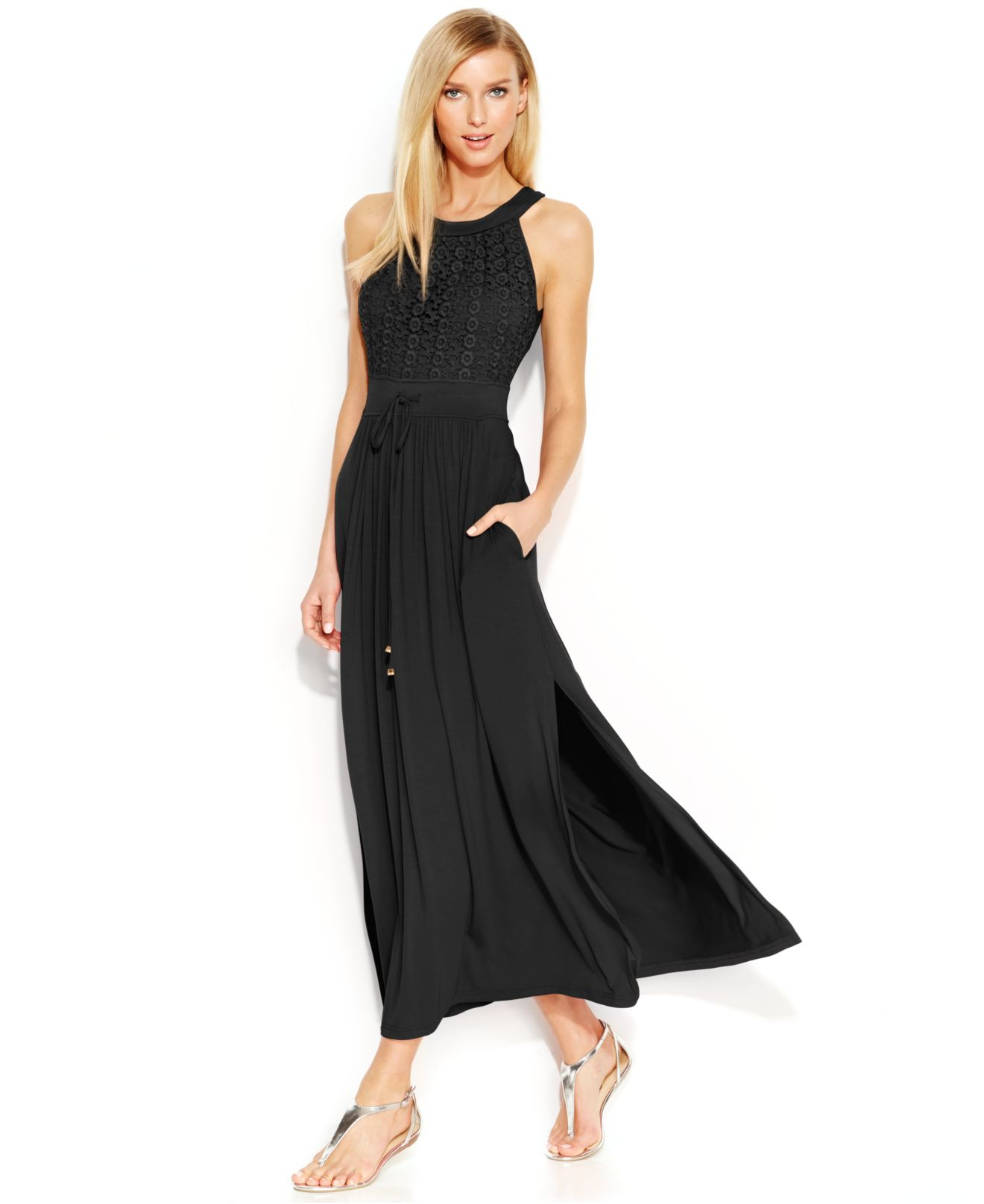 calvin klein black lace dress