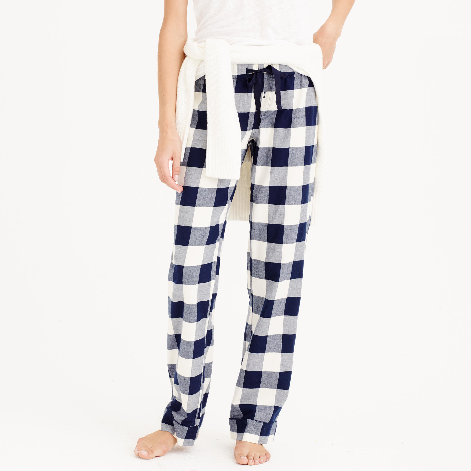 J.Crew Petite Pajama Pant In Buffalo Check Flannel in Navy Ivory (Blue ...